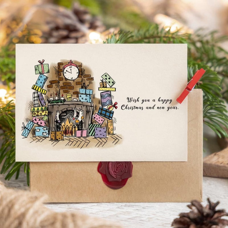 Threetols Merry Christmas Silicone Clear Stamps, Happy New Year Christmas Gift Words Stove Clear Seal Rubber Stamps for Card Making Christmas Crafts Scrapbooking Album Paper Stamps Decoration - Image 4